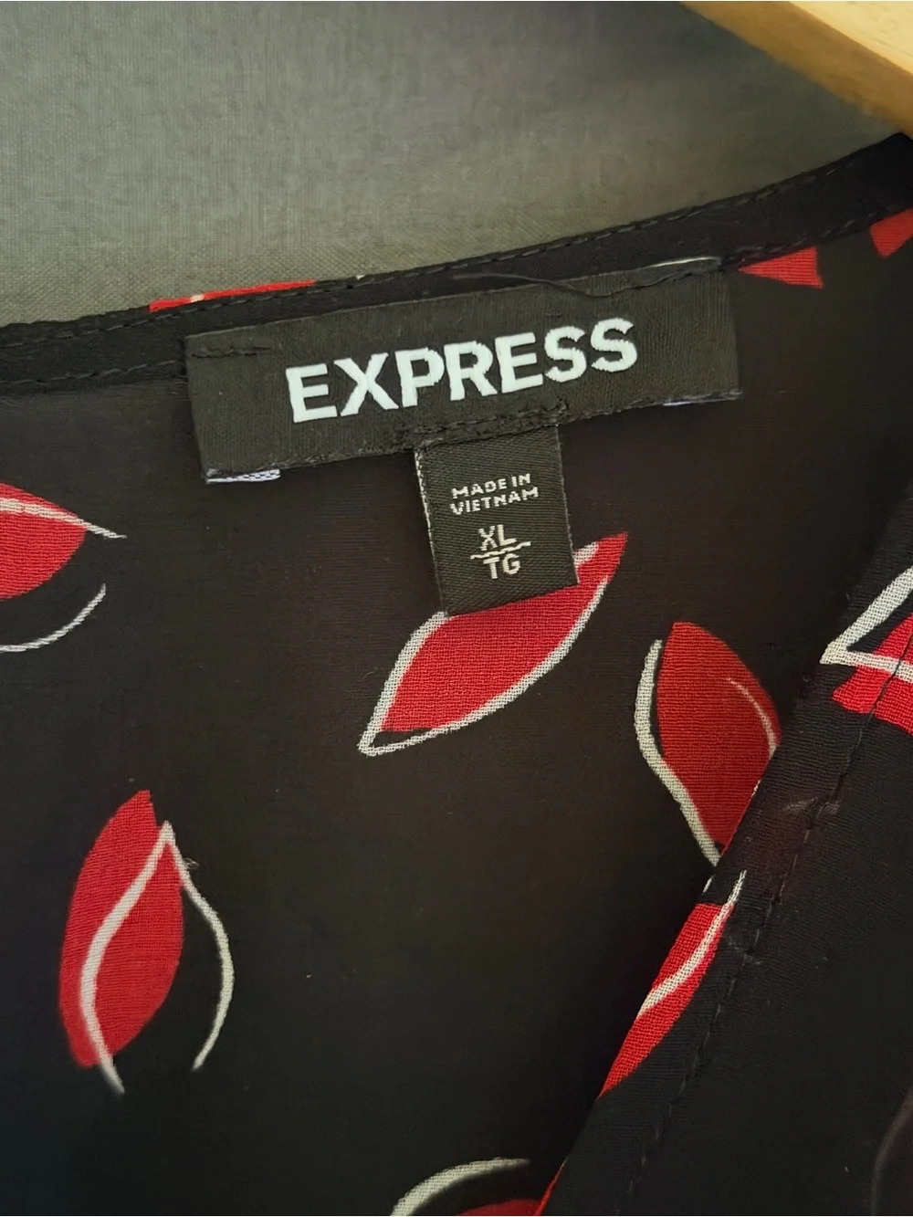 Express Black Romper with Red Leaf Print - Picture 3 of 6